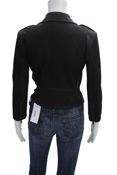 Rebecca Minkoff Womens Zipper Closure Motorcycle Jacket Black Size Extra Small