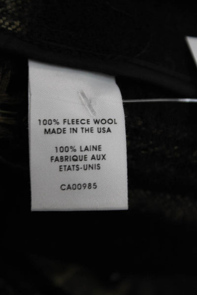 Nanette Lepore Womens Plaid Distressed Button Down Shirt Black Brown Wool Size 2