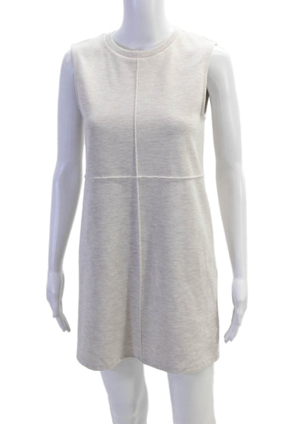 Zara Womens Crew Neck Sleeveless Knit Paneled Detail Dress Beige Size S