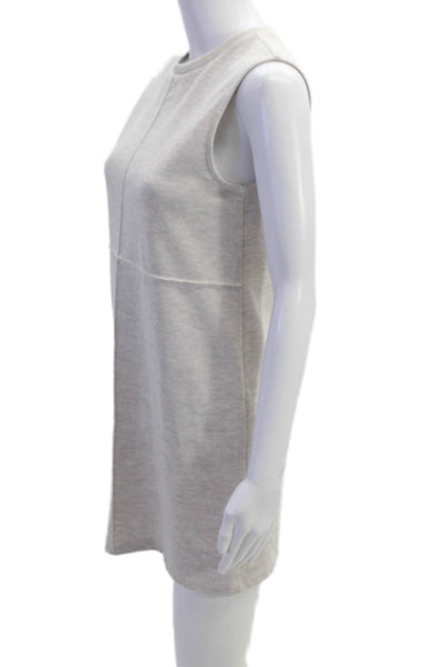 Zara Womens Crew Neck Sleeveless Knit Paneled Detail Dress Beige Size S