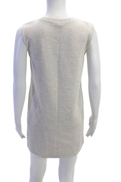 Zara Womens Crew Neck Sleeveless Knit Paneled Detail Dress Beige Size S