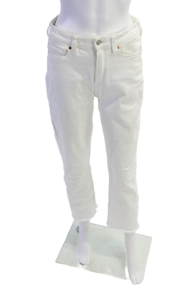Paige Womens Cotton Five Pocket Distressed Ankle Skinny Jeans White Size 28
