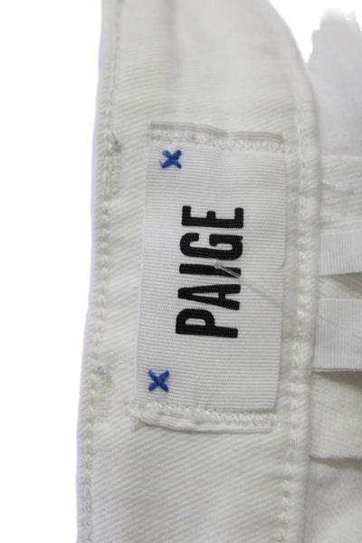 Paige Womens Cotton Five Pocket Distressed Ankle Skinny Jeans White Size 28
