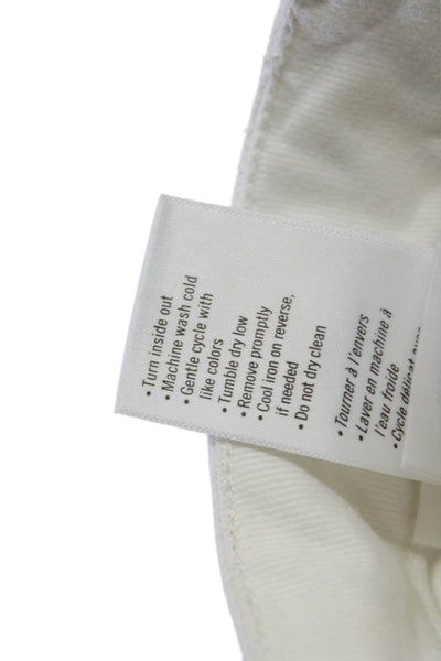 Paige Womens Cotton Five Pocket Distressed Ankle Skinny Jeans White Size 28