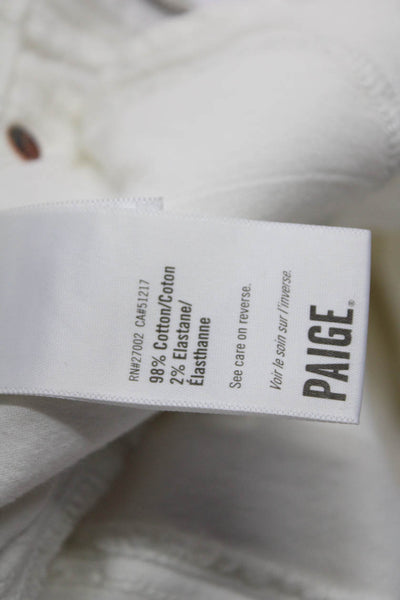 Paige Womens Cotton Five Pocket Distressed Ankle Skinny Jeans White Size 28