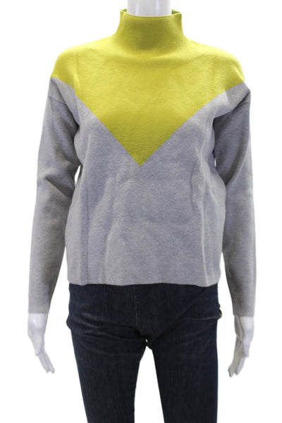 Cynthia Rowley Womens Geometric Pattern Turtleneck Pullover Sweater Gray Size XS