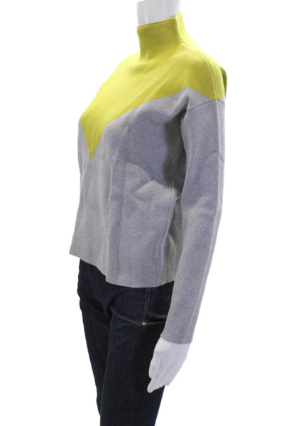 Cynthia Rowley Womens Geometric Pattern Turtleneck Pullover Sweater Gray Size XS