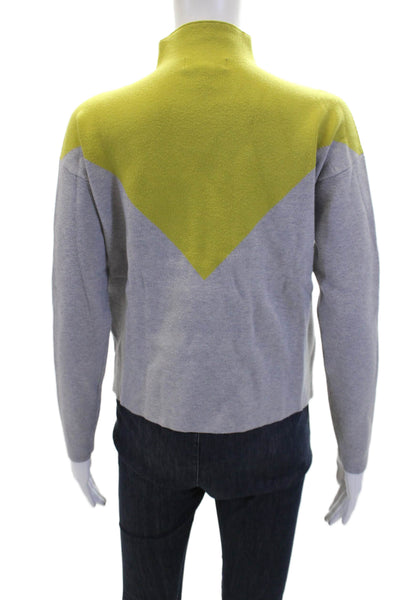 Cynthia Rowley Womens Geometric Pattern Turtleneck Pullover Sweater Gray Size XS