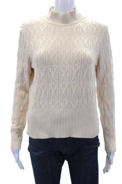 Tularosa Womens Long Sleeve Mock Neck Knit Sweater White Cotton Size Extra Small