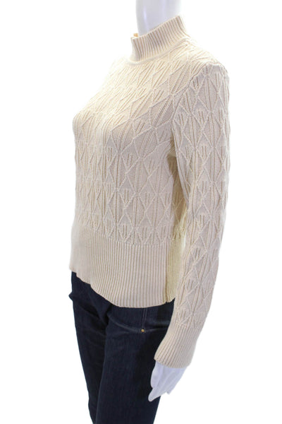 Tularosa Womens Long Sleeve Mock Neck Knit Sweater White Cotton Size Extra Small