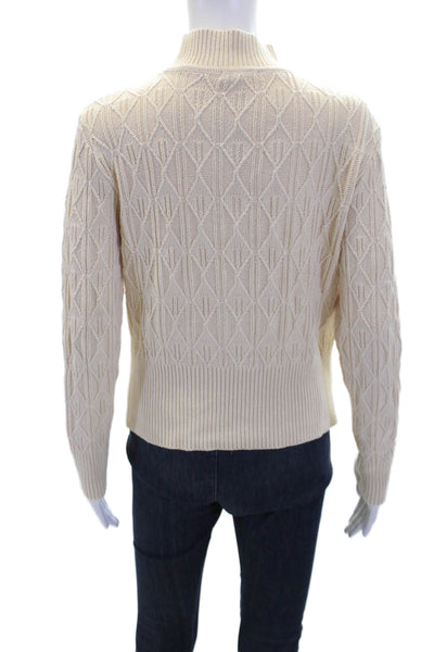 Tularosa Womens Long Sleeve Mock Neck Knit Sweater White Cotton Size Extra Small