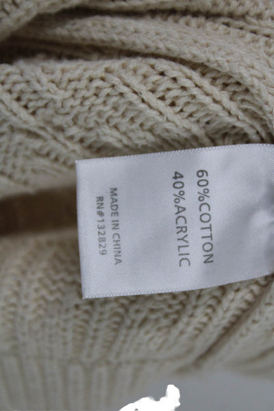 Tularosa Womens Long Sleeve Mock Neck Knit Sweater White Cotton Size Extra Small