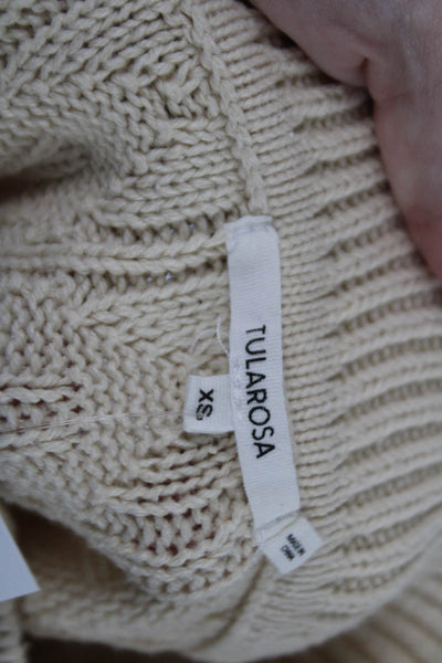 Tularosa Womens Long Sleeve Mock Neck Knit Sweater White Cotton Size Extra Small
