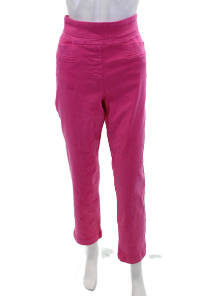 Renuar Women's Flat Front Pull-On Straight Leg Casual Pants Pink Size 12
