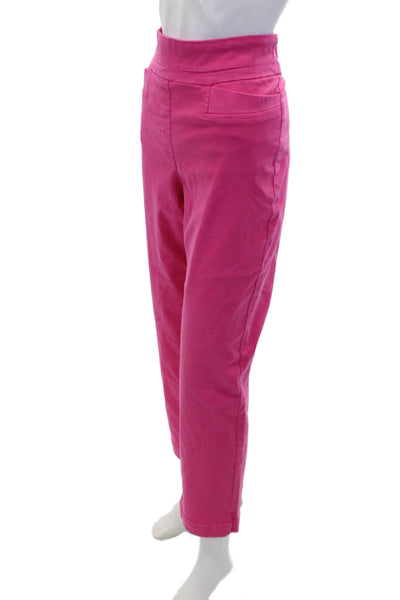 Renuar Women's Flat Front Pull-On Straight Leg Casual Pants Pink Size 12