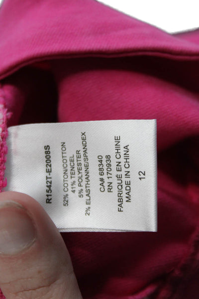 Renuar Women's Flat Front Pull-On Straight Leg Casual Pants Pink Size 12