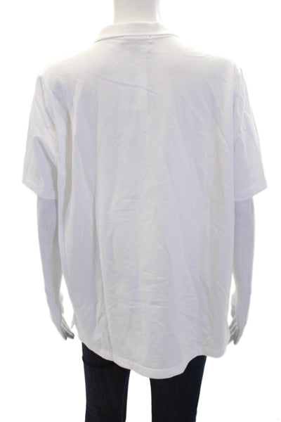 Renuar Women's Short Sleeves Quarter Zip Basic Polo Shirt White Size XL