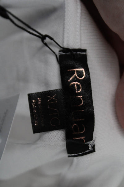 Renuar Women's Short Sleeves Quarter Zip Basic Polo Shirt White Size XL