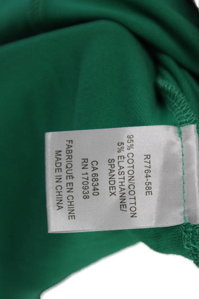 Renuar Women's Collared Short Sleeves Quarter Zip Polo Shirt Green Size L