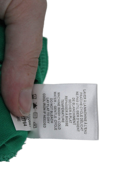 Renuar Women's Collared Short Sleeves Quarter Zip Polo Shirt Green Size L