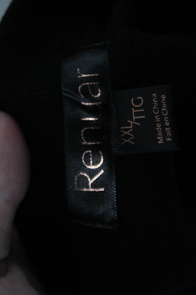 Renuar Women's Short Sleeves Basic Cotton Slit Hem T-Shirt Black Size XXL