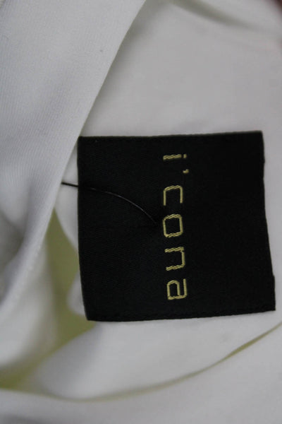 I' Cona Womens Long Sleeves Full Zip Studs Pockets Basic Jacket White Size 44