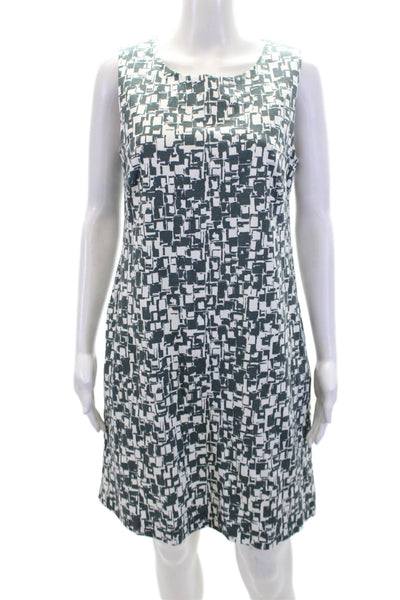 Peserico Womens Textured Sleeveless Round Neck Colorblock Dress White Size 10