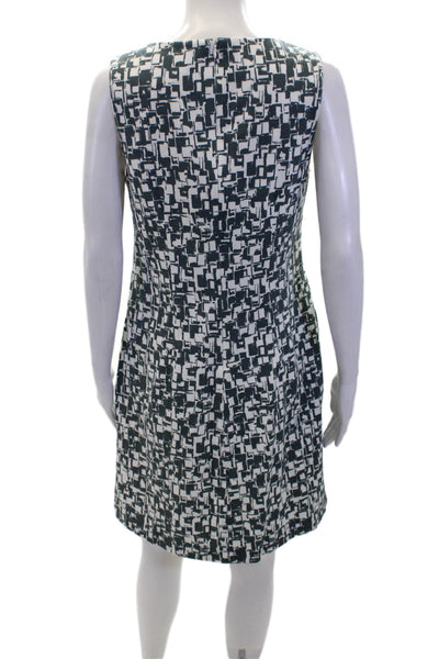 Peserico Womens Textured Sleeveless Round Neck Colorblock Dress White Size 10