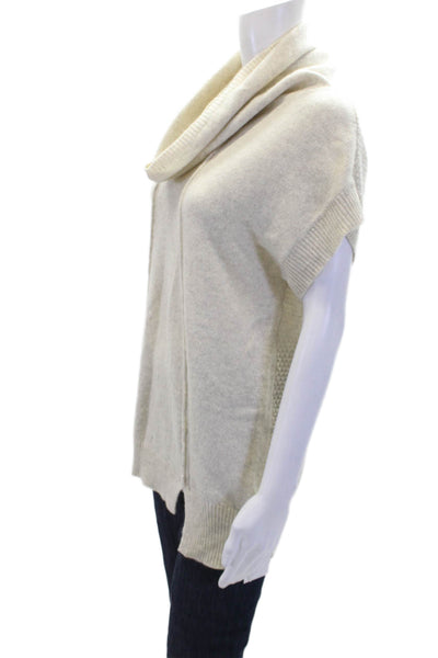 Rebecca Taylor Womens Short Sleeve Tube Neck Wool Knit Top Gray Size Extra Small