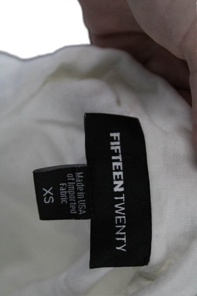 Fifteen Twenty Womens Button Tie Front Short Sleeve Linen Shirt White Size XS