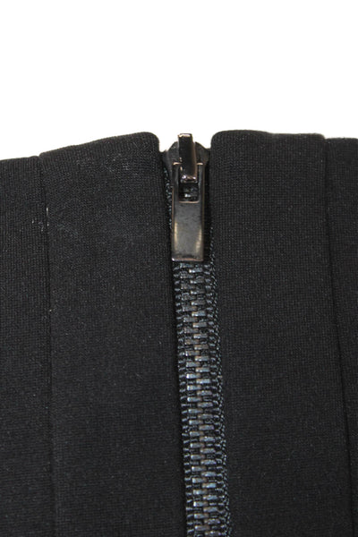 Tibi Womens Back Zip Sleeveless Crew Neck Fringe Detail Top Black White Size 0