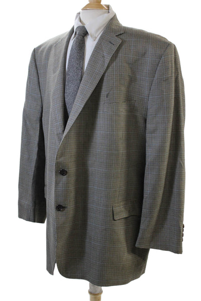 Lauren Ralph Lauren Mens Houndstooth Print Buttoned Blazer Beige Size 50