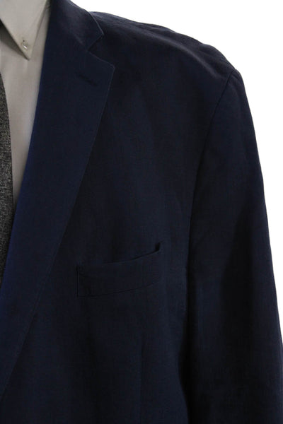 Lauren Ralph Lauren Mens Linen Notched Collar Buttoned Blazer Blue Size 50