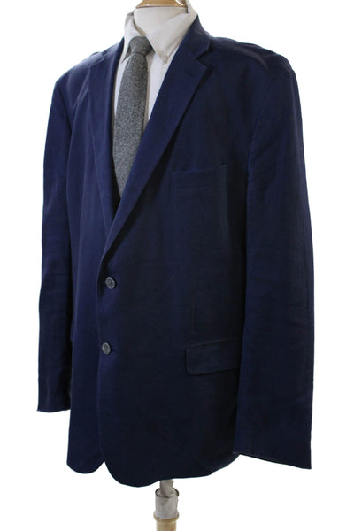 Lauren Ralph Lauren Mens Linen Notched Collar Buttoned Blazer Blue Size 50