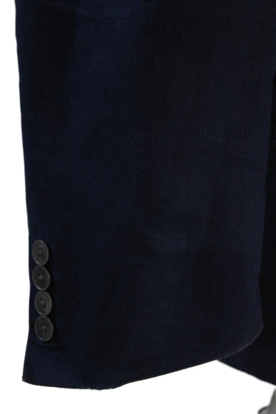 Lauren Ralph Lauren Mens Linen Notched Collar Buttoned Blazer Blue Size 50