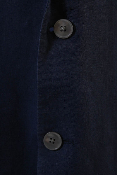 Lauren Ralph Lauren Mens Linen Notched Collar Buttoned Blazer Blue Size 50