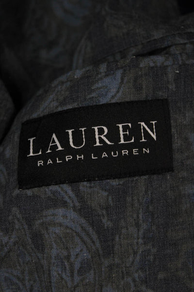 Lauren Ralph Lauren Mens Linen Notched Collar Buttoned Blazer Blue Size 50