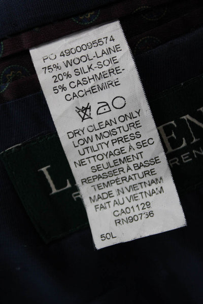 Lauren Ralph Lauren Wool Notched Collard Two-Buttoned Blazer Blue Size 50