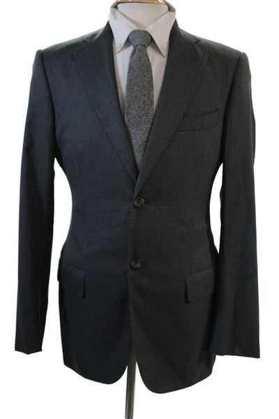 J. Hilburn Mens Wool Two-Buttoned Collared Tailored Fit Blazer Gray Size 37