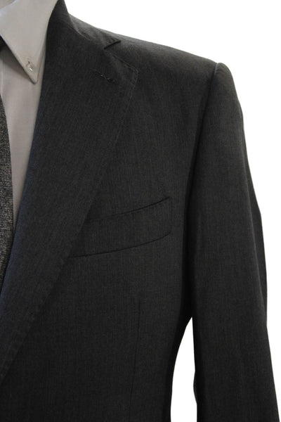 J. Hilburn Mens Wool Two-Buttoned Collared Tailored Fit Blazer Gray Size 37