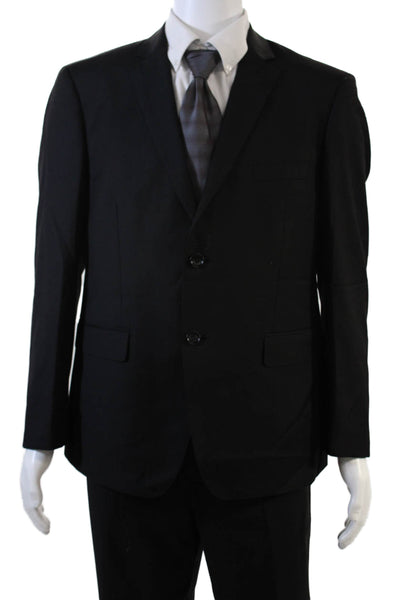 Mantoni Mens Wool Long Sleeve Two-Buttoned Collared Blazer Black Size 42