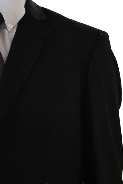 Mantoni Mens Wool Long Sleeve Two-Buttoned Collared Blazer Black Size 42