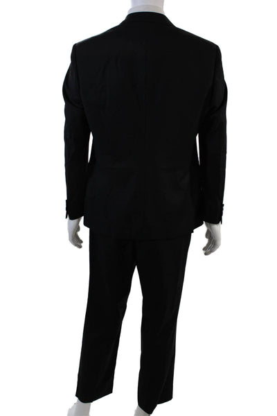 Mantoni Mens Wool Long Sleeve Two-Buttoned Collared Blazer Black Size 42