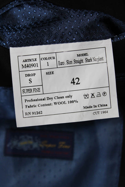 Mantoni Mens Wool Long Sleeve Two-Buttoned Collared Blazer Black Size 42