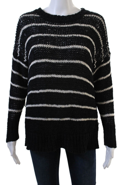 IRO Womens Cotton Long Sleeve Striped Knit Sweater Black Size XS