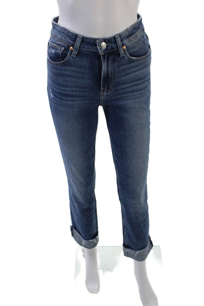 Paige Womens Cotton Denim Medium Wash Mid-Rise Straight Leg Jeans Blue Size 26