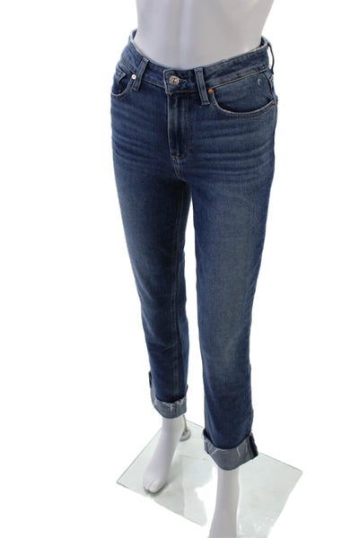 Paige Womens Cotton Denim Medium Wash Mid-Rise Straight Leg Jeans Blue Size 26