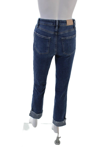 Paige Womens Cotton Denim Medium Wash Mid-Rise Straight Leg Jeans Blue Size 26