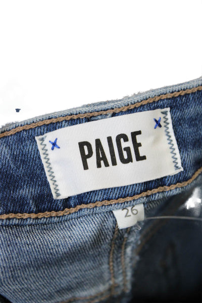 Paige Womens Cotton Denim Medium Wash Mid-Rise Straight Leg Jeans Blue Size 26