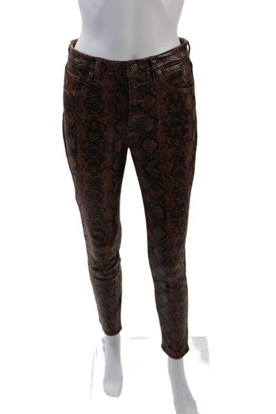 Blank NYC Womens Animal Print Five Pocket Mid-Rise Pants Brown Size 27